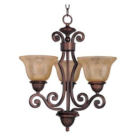 Maxim Three Light Oil Rubbed Bronze Screen Amber Glass Up Mini Chandelier 11235SAOI